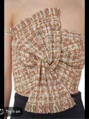 AMUR Brown Multicolor Woven Twist Bandeau Top
